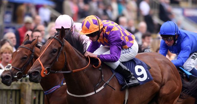 Ryan Moore rides the opening winner at Newmarket on Nakuti