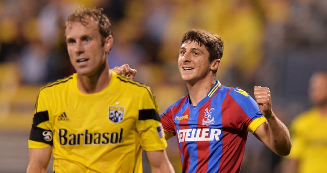 Jake Gray of Crystal Palace celebrates his goal against the Columbus Crew