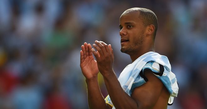 Vincent Kompany applauds the Belgium fans after their loss to Argentina