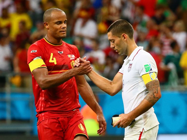 Vincent Kompany (left): Belgium defender in confident mood