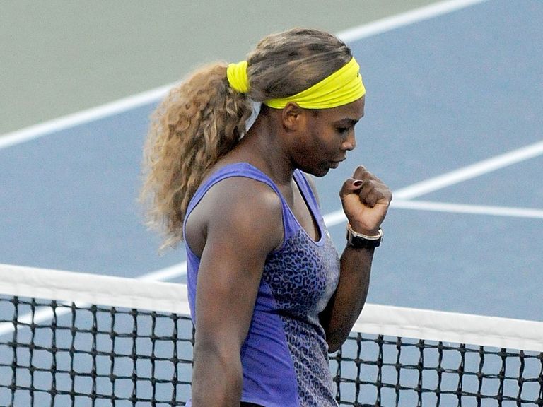 Serena Williams celebrates during her victory