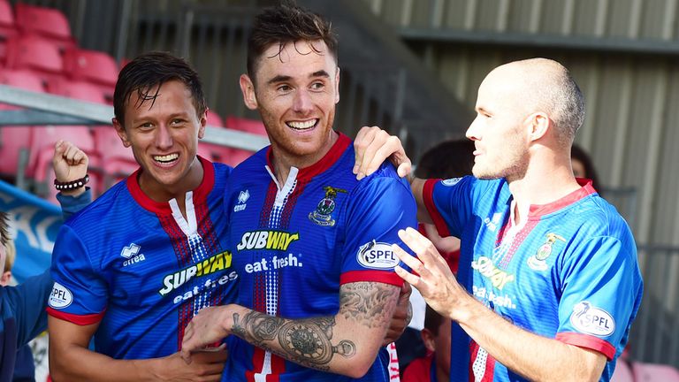 Greg Tansey: Celebrates his goal for Inverness