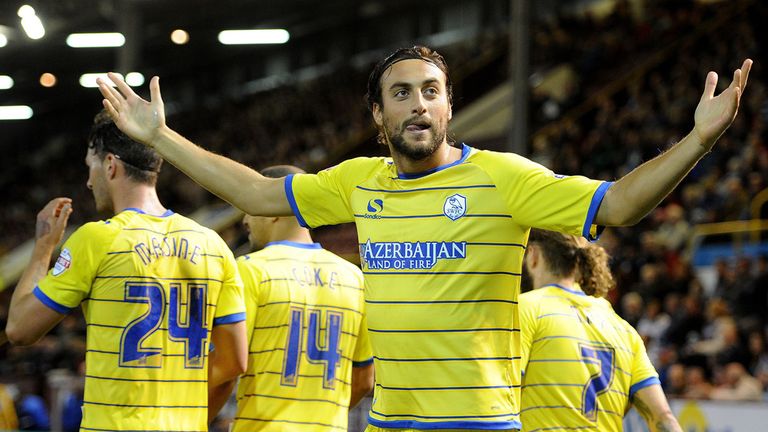 Atdhe Nuhiu: Celebrates goal at Turf Moor