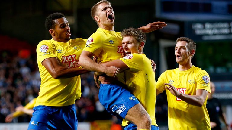 Jamie Ward: Celebrates goal for Derby