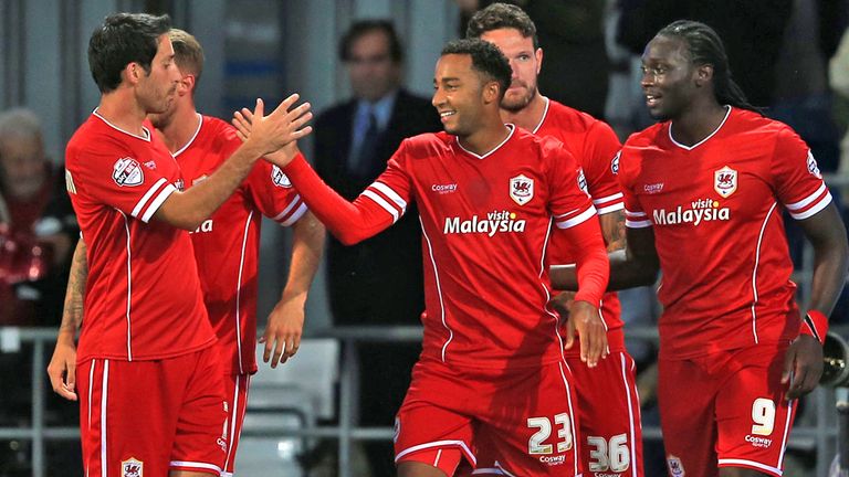 Maynard: Celebrates goal for Cardiff