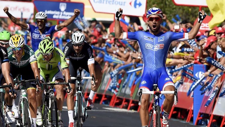 Nacer Bouhanni claimed the first Vuelta stage win of his career