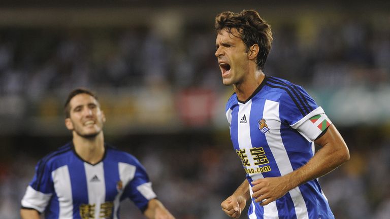 Xabi Prieto (right): Celebrates after scoring for Real Sociedad in their 1-0 win against Krasnodar