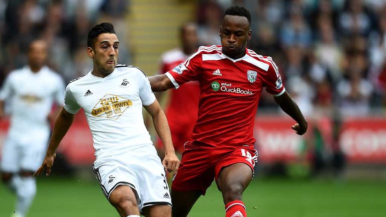 Neil Taylor in action for Swansea against West Brom