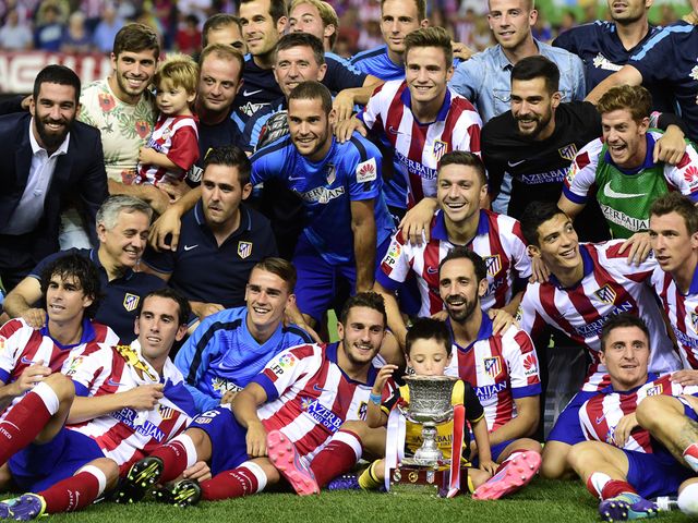 Atletico Madrid celebrate their Super Cup success