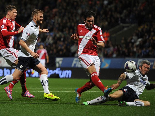 Kike scores Middlesbrough's second goal at Bolton