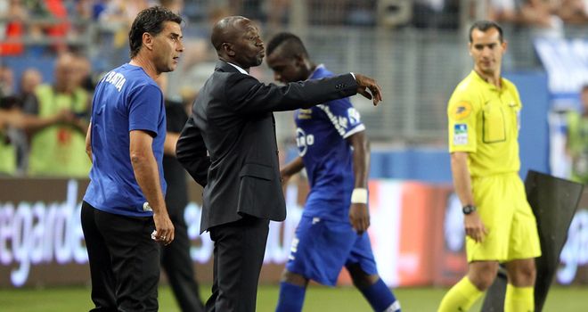 Bastia's head coach Claude Makelele looks on