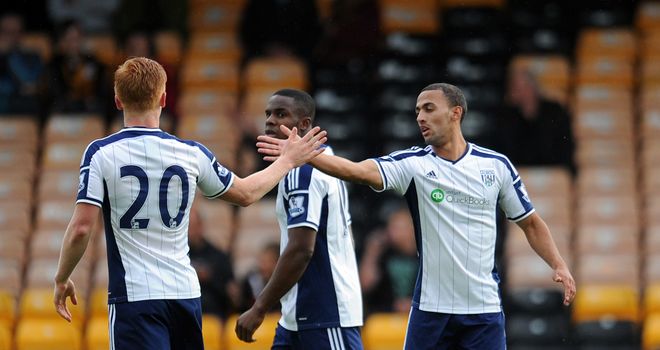 Kemar Roofe: Celebrates goal for West Brom