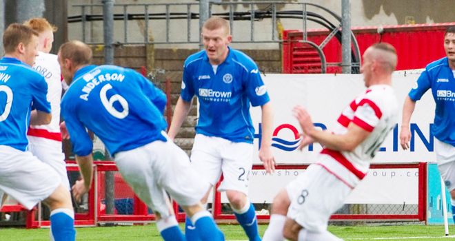 Darian Mackinnon scores the only goal of the game for Hamilton against St Johnstone