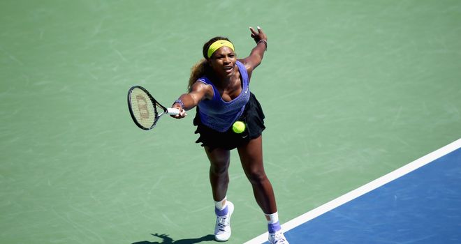 Serena Williams hits a return during her match against Samantha Stosur