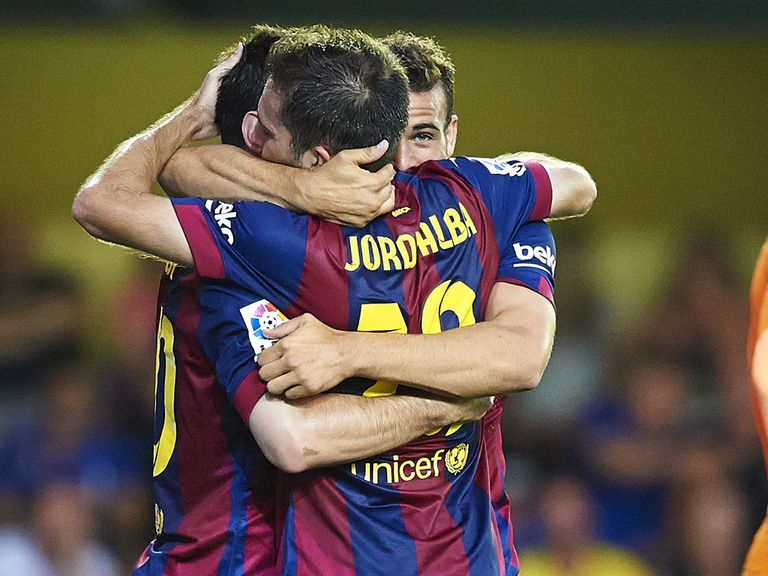 Sandro is congratulated after finding the net for Barca