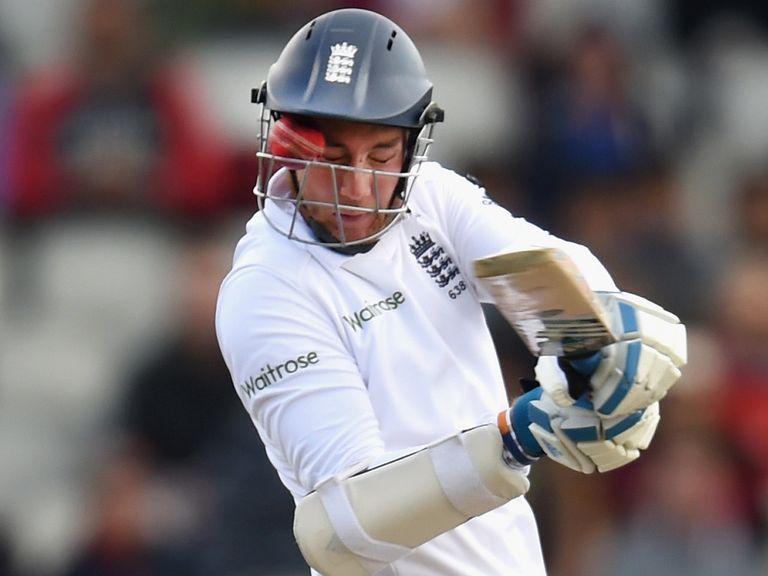 Stuart Broad takes a blow to the face at Old Trafford