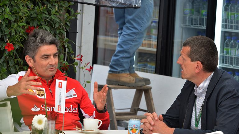 Ferrari Team Principal Marco Mattiacci met with Haas F1 Team Principal Guenther Steiner at the Canadian GP