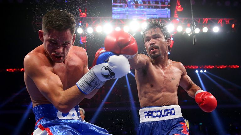 Manny Pacquiao in action against Chris Algieri
