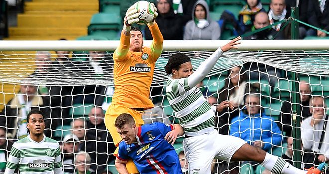 Goalmouth action in Glasgow where Celtic beat Inverness 1-0 with a second half goal from John Guidetti