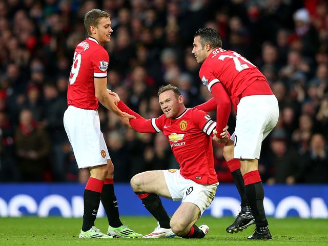 James Wilson, Wayne Rooney and Robin van Persie enjoy Manchester United's win