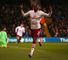 Christian Benteke of Aston Villa celebrates after scoring against Crystal Palace