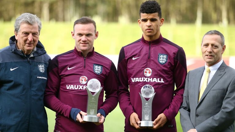 Dominic Solanke collecting the Youth Player of the Year award