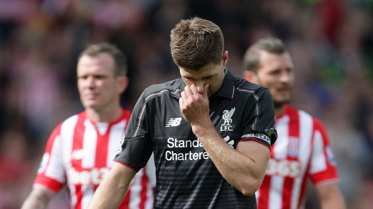 Gerrard's final game for Liverpool ended in a 6-1 defeat at Stoke
