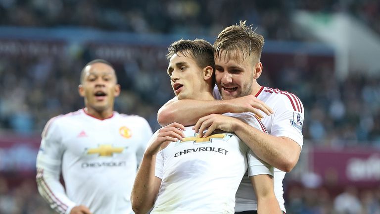 Adnan Januzaj is mobbed by Luke Shaw after scoring Man Utd's winner against Aston Villa