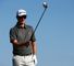 Justin Rose hits his tee shot on the ninth hole during the third round of the PGA Championship