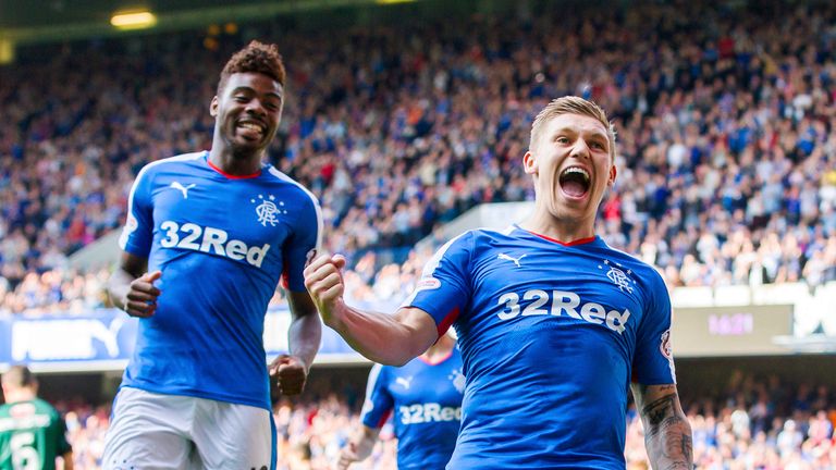 Rangers' Martyn Waghorn (right) scored twice in the victory against Raith