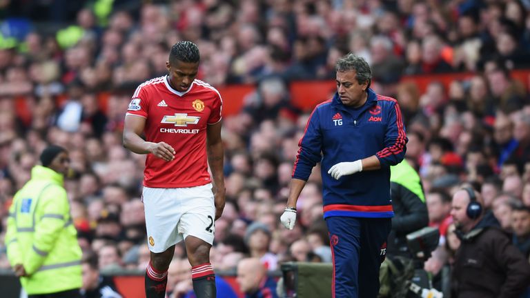 Antonio Valencia was replaced late on in the Manchester derby after suffering a foot injury