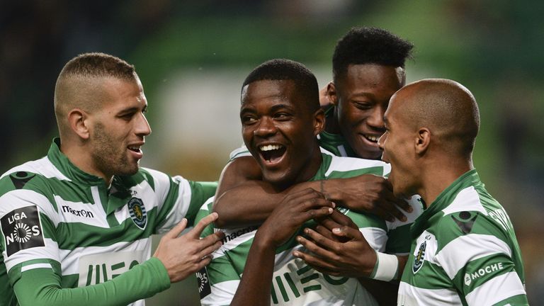 Reported Arsenal and Man Utd target William Carvalho (second left) has signed a new contract at Sporting