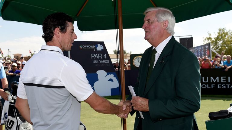 Rory McIlroy, who was playing in the final group with Andy Sullivan on Sunday, says goodbye to Robson in Dubai