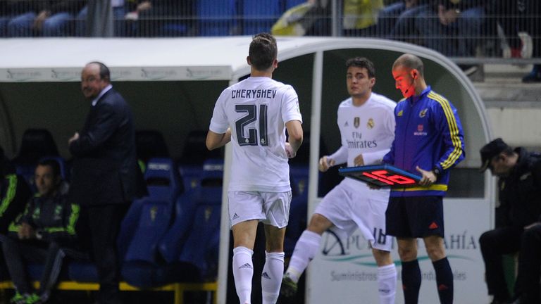 Cheryshev (No 21) was substituted at the start of the second half