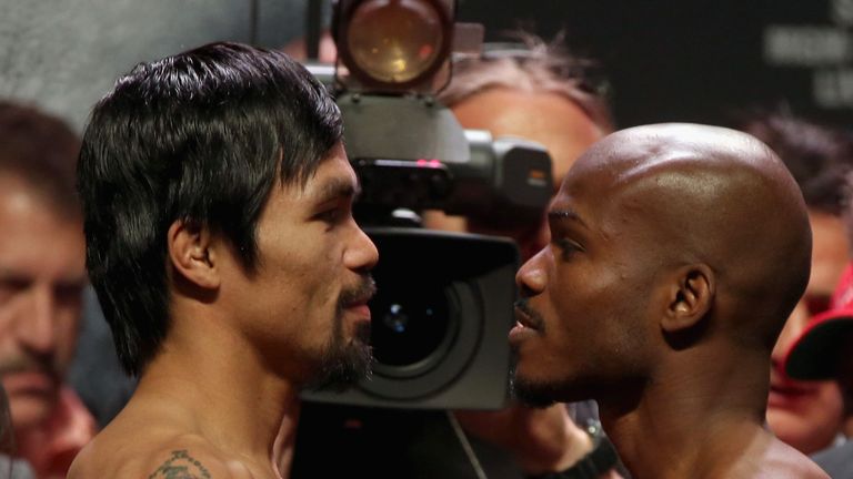 Manny Pacquiao (left) and Timothy Bradley (right) will face-off for the third time on Saturday