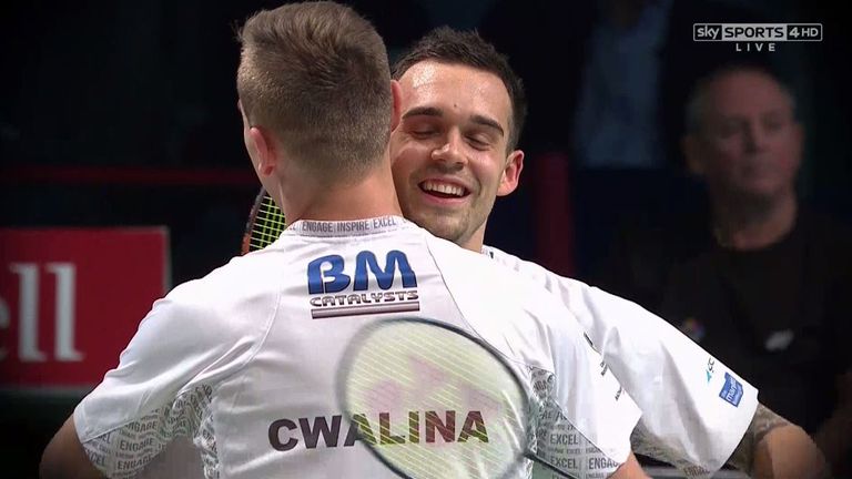 Chris Adcock and Adam Cwalina celebrate their win for University of Nottingham
