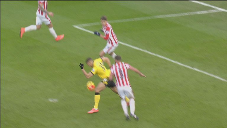 Did Rudy Gestede control the ball with his hand?