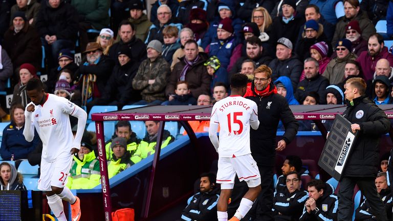 Jurgen Klopp congratulates the returning Daniel Sturridge.