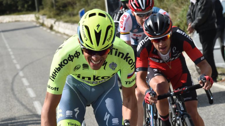 Alberto Contador (left) and Richie Porte (right) rode away from Thomas on the Col d'Eze