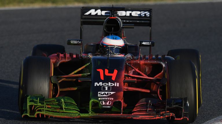 Alonso's car was covered in aero paint for his late run