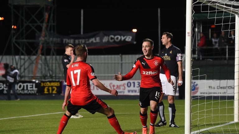 Rangers' Barrie McKay celebrates after scoring his side's second against Falkirk