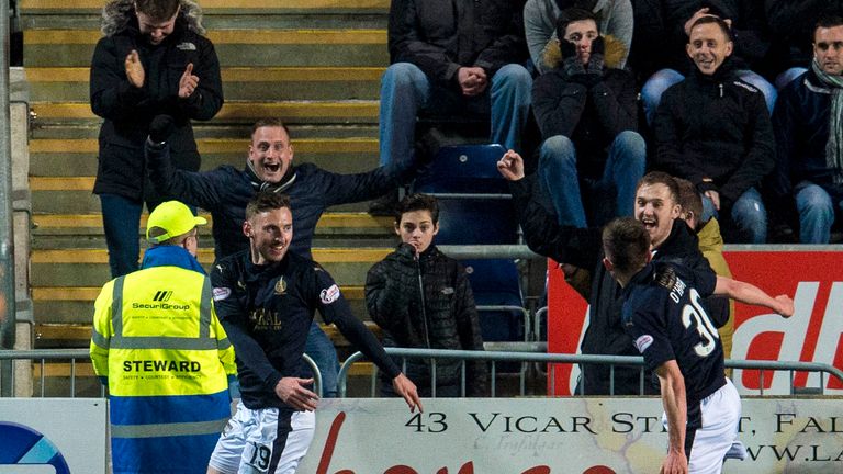 Falkirk's Bob McHugh (left) celebrates making it 3-2 against Rangers