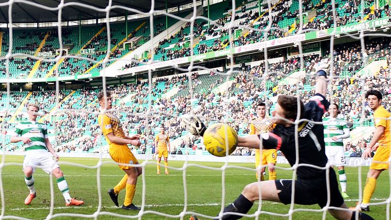 Gary Mackay-Steven (left) scores for Celtic in the victory over Morton