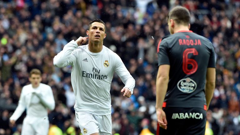 Cristiano Ronaldo pointed to his ear after scoring against Celta Vigo