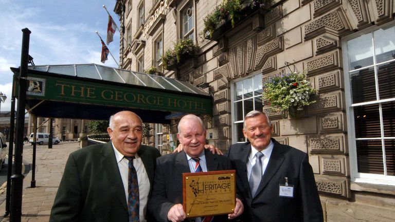 Mick Sullivan (M) with Billy Boston (L) and Neil Fox (R)