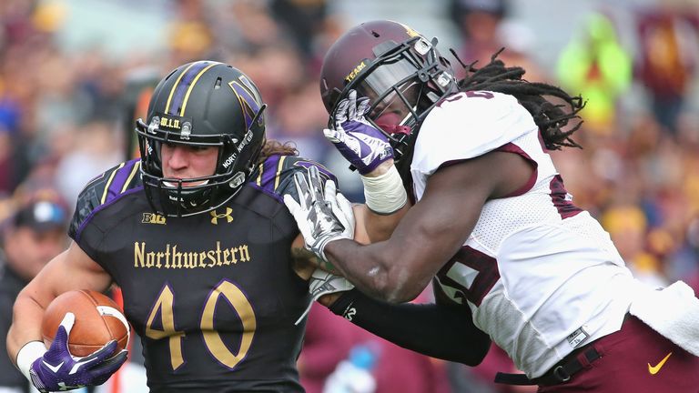 Dan Vitale #40 of the Northwestern Wildcats hopes to be selected at the 2016 NFL Draft