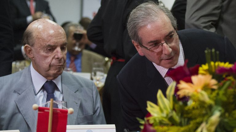 Rio de Janeiro state acting governor Francisco Dornelles (left) says the financial problems could cause the 'total collapse of public security'