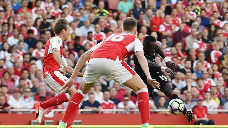 Sadio Mano scored Liverpool's fourth goal at the Emirates