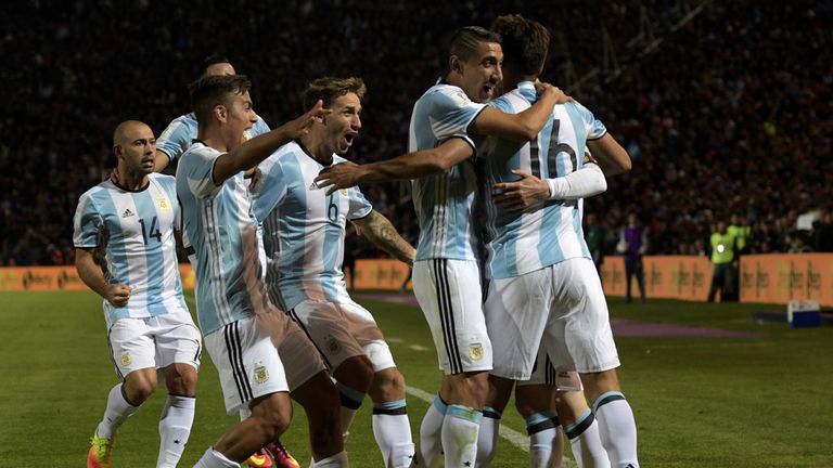 Argentina celebrate Messi's strike
