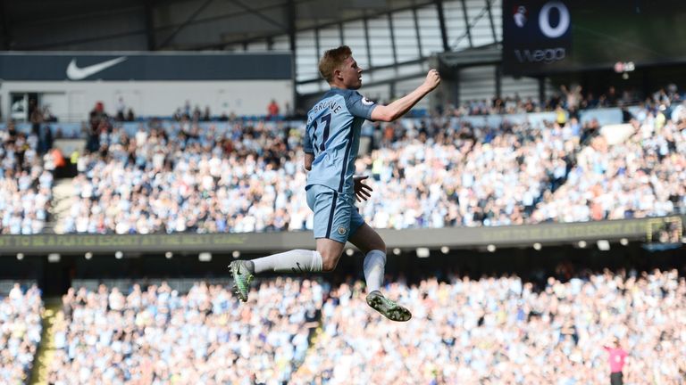 De Bruyne scored in Man City's 4-0 victory against Bournemouth on Saturday